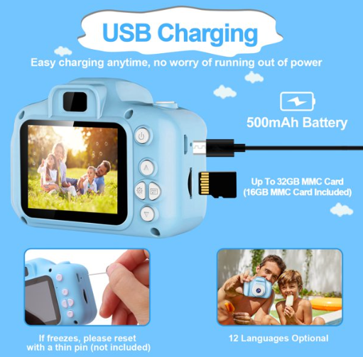 Dečija digitalna kamera/foto aparat plava
