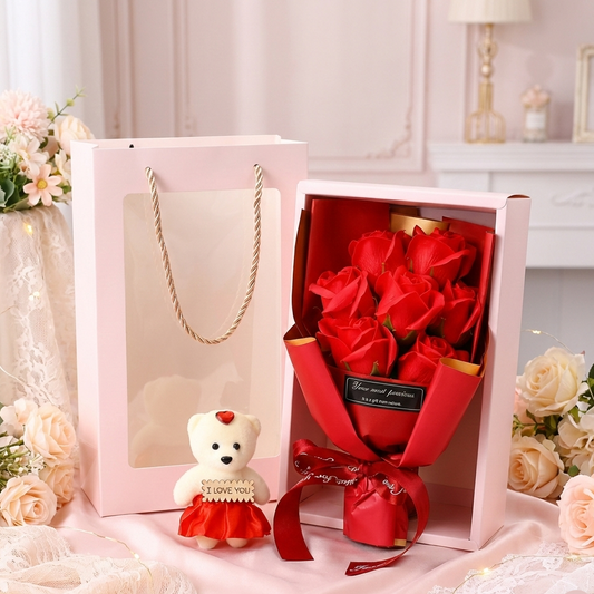 Buket ruža sa medvedićem