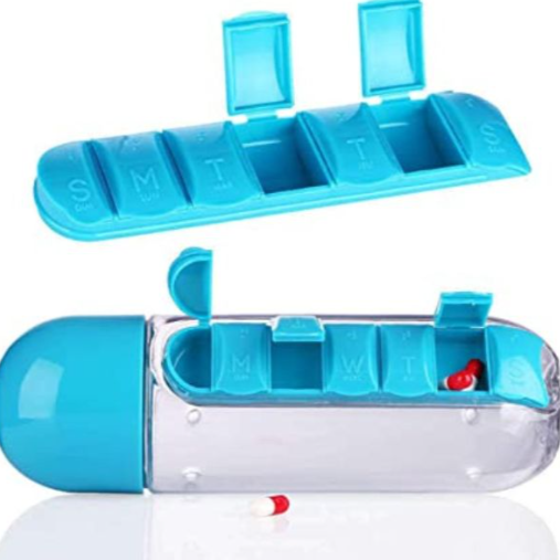 Kutija za lekove I flašica za vodu 2u1