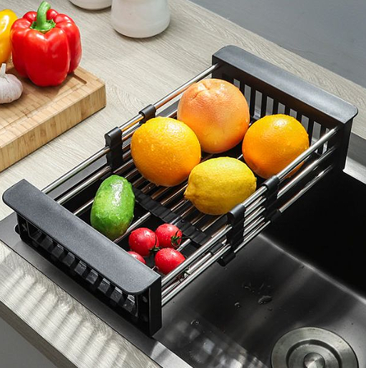 Sklapajuća čelična korpa za sudoperu za pranje i ceđenje